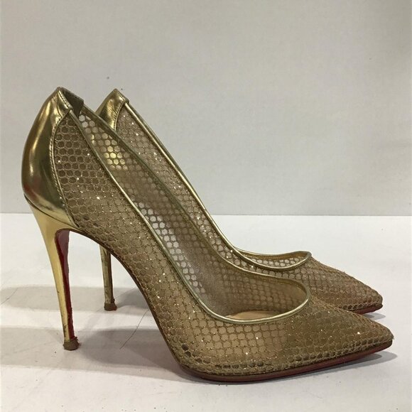 Christian Louboutin “Follies” Gold Point-Toe Pumps – EU 37.5 (US approx. 7.5) - Picture 6 of 7